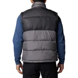 Chaleco acolchado Columbia Pike Lake II para hombre, con aislante térmico y tecnología termorreflectante Omni-Heat. Diseño color block en negro y naranja.