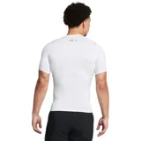 Remera deportiva blanca Under Armour HeatGear Armour de manga corta, corte ajustado y logo negro en el pecho.
