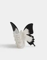 Broche para el pelo con forma de mariposa, color negro y blanco nacarado.