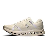 Championes de running On Cloudsurfer 2, color beige con detalles en blanco y negro.