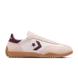 Championes Converse Run Star Trainer, color rosa pálido con detalles en morado y suela de goma marrón.