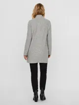 Saco gris melange de corte recto, con cuello mao y bolsillos laterales.