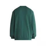 Buzo de frisa verde con cuello redondo y logo de la marca en la parte inferior.