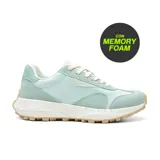 Championes urbanos American Sport Zoe, color gris claro con detalles en rosa pastel y suela color caramelo.