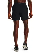 Short deportivo Under Armour Launch Pro 5, color gris oscuro, de corte holgado y largo a medio muslo.