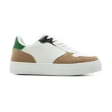 Championes urbanos American Sport modelo Henry, color blanco con detalles en marrón, verde y negro. Confeccionados en cuero sintético y suela de goma.