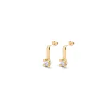Pendientes dorados con diseño minimalista y un cristal brillante.