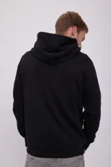 Canguro negro con capucha y cordones ajustables. Estampado frontal con la leyenda "Originals Jack & Jones".