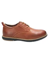 Zapato casual de cuero color marrón, con ajuste de cordones y suela de Eva negra.
