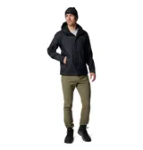 Campera impermeable Columbia Watertight II para hombre, color negro, con capucha ajustable, costuras selladas, bolsillos con cremallera y forro de malla transpirable.