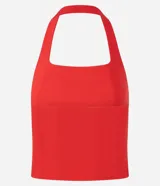 Blusa cropped de frente única color rojo, con escote cuadrado y confeccionada en bengalina con viscosa certificada.