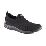 Championes Skechers Arch Fit Refine - Don't Go, color negro. Capellada de malla knit suave, sin cordones con Stretch Fit. Plantilla Arch Fit con soporte en el arco plantar diseñado por podólogos.