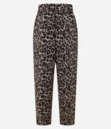 Pantalón pijama de crepé con estampado de leopardo, tiro alto con lazo y punteras en el cordón.