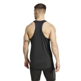 Musculosa deportiva negra con espalda estilo racerback y logo Adidas estampado en el frente.