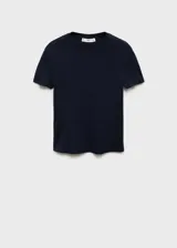 Remera azul marino de algodón con cuello redondo y corte entallado.