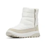 Botas de nieve Columbia Snowtrot Mid, color blanco con detalles en beige. Cuentan con tecnología Omni-Tech™ que repele el agua y Omni-Heat™ que retiene el calor.