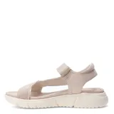 Sandalias estilo teva color nude, con plataforma y tiras ajustables.