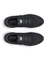 Zapatillas de running Under Armour Charged Rogue 4 para mujer, color blanco con detalles en gris y azul.