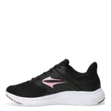 Championes Topper Rack de running para mujer, color negro con detalles en rosa y suela blanca.