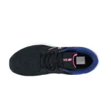 Championes New Balance 521 para running, color negro con detalles en azul y rosa.