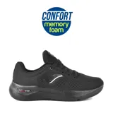 Zapatillas deportivas negras, ligeras y transpirables, diseñadas para el confort diario y caminatas prolongadas.
