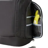 Mochila Rip Curl F-Light Searcher de 45 litros, color negro con logo blanco. Cuenta con múltiples compartimentos y cierres.