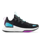 Championes New Balance FuelCell Trainer v2 de dama, color negro con detalles en celeste y fucsia.