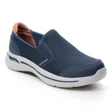 Championes Skechers GO WALK Arch Fit Robust Comfort, color azul marino, sin cordones, capellada de malla transpirable y material sintético, plantilla Arch Fit removible, media suela con amortiguación ULTRA GO y tecnología Comfort Pillar.