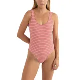 Malla enteriza Rhythm con estampado a cuadros rojos y blancos, escote redondo y breteles anchos.