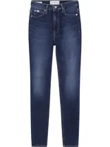 Jean skinny de tiro alto Calvin Klein, confeccionado en denim elástico azul oscuro.
