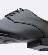 Zapato de vestir negro para hombre, confeccionado en cuero, con cordones y puntera reforzada.