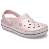 Zuecos Crocs Crocband™ color negro con suela blanca y detalles en amarillo.