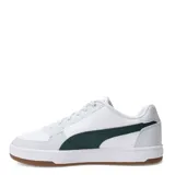 Championes urbanos Puma Caven 2.0, color blanco con detalles en verde y suela color caramelo.