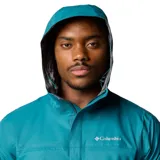 Campera impermeable Columbia Watertight II para hombre, color negro, con capucha ajustable, costuras selladas, bolsillos con cremallera y forro de malla transpirable.