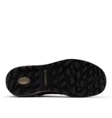 Bota de senderismo Columbia Newton Wander para hombre, color gris oscuro con detalles en negro y naranja. Fabricada en cuero impermeable con tecnología Omni-Tech y suela de caucho Omni-Grip para mayor tracción.