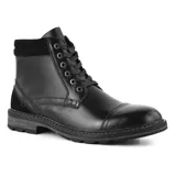 Bota de vestir acordonada color marrón de cuero con detalles en gamuza.