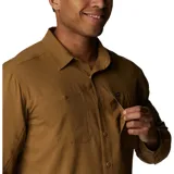 Camisa de hombre Columbia Silver Ridge, color beige, de manga larga con botones para enrollar, dos bolsillos frontales con botón, ventilación en la espalda y protección solar UPF 50.