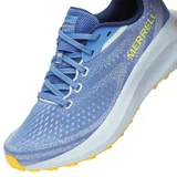 Zapatillas de running Merrell Morphlite para mujer, color azul con detalles en amarillo y blanco.