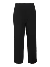 Pantalón sastrero largo color negro, corte recto, con bolsillos laterales y cierre invisible.