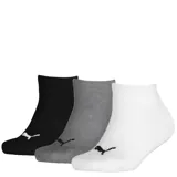Pack de tres pares de medias invisibles de hombre en colores gris, blanco y negro, con logo de Puma.