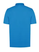 Chomba celeste de piqué de algodón pima peruano, con cuello clásico y tapeta de dos botones.
