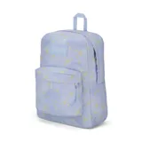 Mochila Jansport Superbreak Plus celeste con estampado de estrellas amarillas.