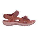 Sandalias de cuero color marrón con doble tira de velcro ajustable.