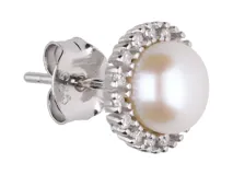 Par de aros de plata 925 con perlas de río y circonias.