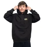 Canguro negro con capucha y bolsillo delantero tipo canguro. Estampado en el pecho con el logo de La Vela Puerca.