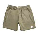 Bermuda color verde oliva de lino con cintura elástica y cordón ajustable.