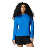 Remera de manga larga azul eléctrico con tecnología Omni-Shade™ Broad Spectrum Air Flow UPF 50 y Omni-Wick™ para protección solar y secado rápido.