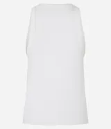 Musculosa blanca de algodón con cuello redondo y sisas anchas.