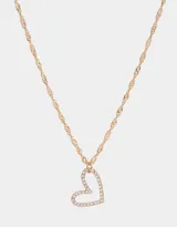 Cadena dorada con dije de corazón delineado con strass.