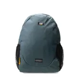 Mochila Caterpillar modelo Tokyo Urban, color verde pino, con compartimento principal de cierre y bolsillo frontal con solapa. Cuenta con bolsillos laterales de malla negra y etiqueta de marca amarilla.
